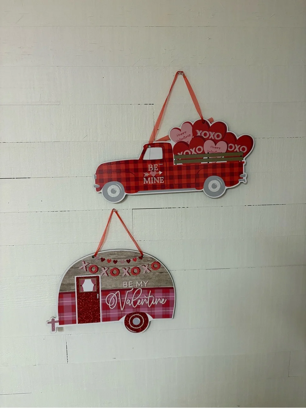 Valentine Buffalo Plaid Truck & Camper Wall Decor Set of 2 Farmhouse
